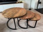 Salontafels mango hout Goossens, Ophalen, 50 tot 100 cm, Rond, Zo goed als nieuw