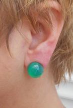 Zilveren antieke oorclips met groene stenen nr.1353, Sieraden, Tassen en Uiterlijk, Antieke sieraden, Verzenden, Zilver, Oorbellen