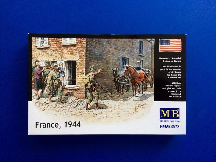 MasterBox	3578	US SOLDIERS AND CIVILIANS France '44	1/35, Hobby en Vrije tijd, Modelbouw | Figuren en Diorama's, Nieuw, 1:35 tot 1:50