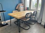 Eettafel - Visgraat Eikenhout - Zwart metaal - 160x90x73, Huis en Inrichting, Tafels | Eettafels, Ophalen, Gebruikt, 50 tot 100 cm