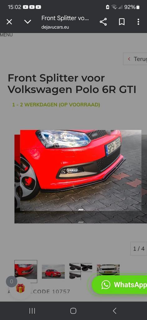 Front splitter vw polo gti 6r, Auto diversen, Tuning en Styling, Ophalen of Verzenden