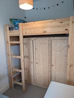 Hoogslaper met kast + premium matras – massief vurenhout, Ophalen, Eenpersoons, 190 cm of minder, Zo goed als nieuw