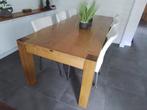 Eettafel massief eiken 2.45 x 100, Huis en Inrichting, Tafels | Eettafels, Ophalen, Gebruikt, Eikenhout, 200 cm of meer