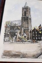 litho met aquarel Bussum Vituskerk Bob Brobbel., Antiek en Kunst, Kunst | Litho's en Zeefdrukken, Ophalen