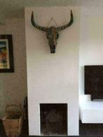 Skull ,Buffelschedel met Herman Brood achtige kleuren(zwart), Huis en Inrichting, Woonaccessoires | Overige, Ophalen of Verzenden