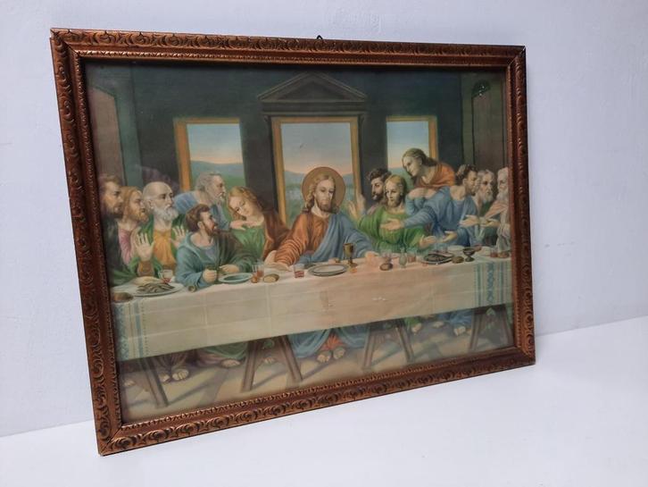 Litho Het laatste avondmaal, Verzamelen, Religie, Gebruikt, Christendom | Katholiek, Kaart of Prent, Ophalen of Verzenden