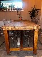 Massief houten eettafel - oude bloem snij tafel, Huis en Inrichting, Tafels | Eettafels, Ophalen, Gebruikt, 50 tot 100 cm, Vijf personen of meer