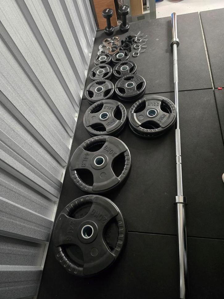 Complete Halterset 178.5kg + Taurus Aerobic Set, Sport en Fitness, Fitnessmaterialen, Gebruikt, Halterset, Armen, Benen, Borst