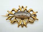 Gouden rouwbroche met haarwerk, 1834, Verzenden, Goud, Broche