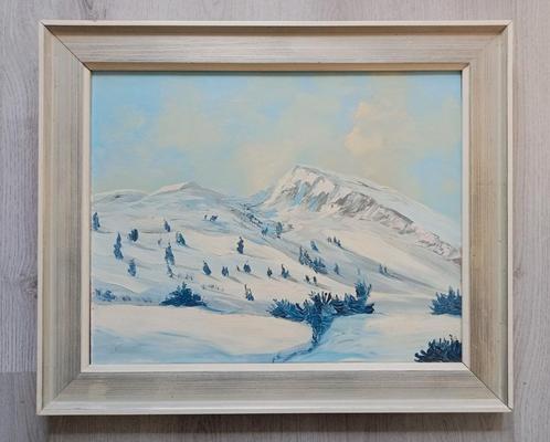 Sneeuwlandschap met gletsjer - 1960 - gesigneerd, Antiek en Kunst, Kunst | Schilderijen | Klassiek, Ophalen of Verzenden