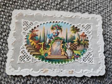 Brocante kaart met kant randje beschikbaar voor biedingen