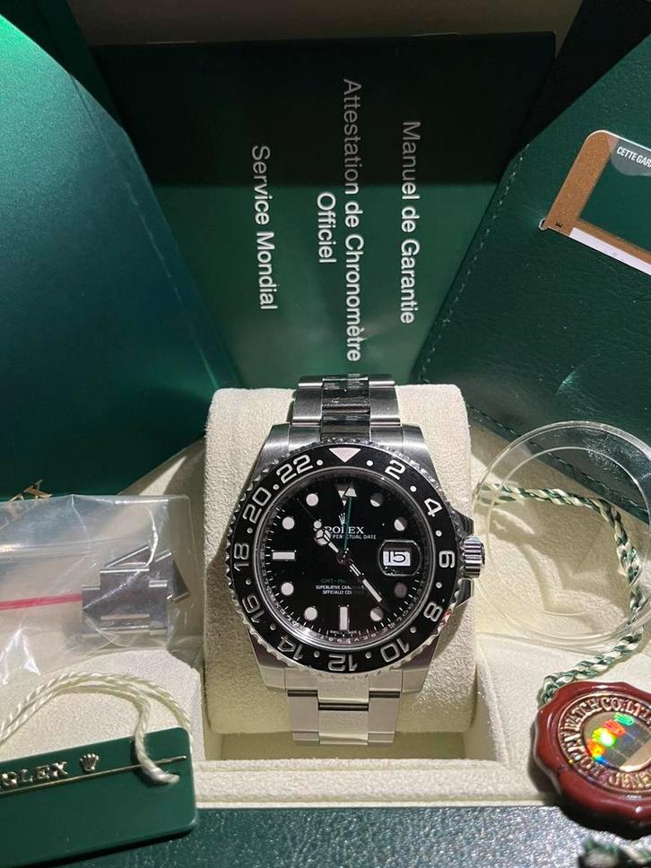 Rolex GMT master ll (2014) 116710LN, Sieraden, Tassen en Uiterlijk, Horloges | Heren, Zo goed als nieuw, Rolex, Staal, Ophalen