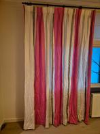 Gordijnen roze/zilver/wit streep, Ophalen of Verzenden, Zo goed als nieuw, Wit, 200 cm of meer