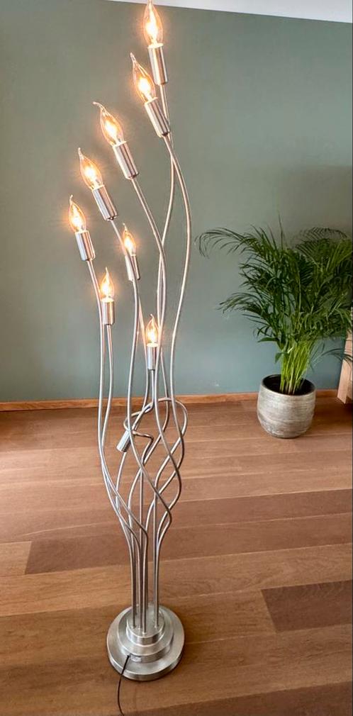 RVS Staande Lamp met Dimmer, Huis en Inrichting, Lampen | Vloerlampen, Zo goed als nieuw, 150 tot 200 cm, Metaal, Ophalen