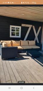 Tuinbank tuinset, loungeset, tuinbank,wicker antraciet,grijs, Ophalen, Zo goed als nieuw, Wicker