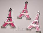 0760 Zilver Kleurige Metalen Roze Eiffeltoren Bedels, Overige merken, Overige materialen, Nieuw, Ophalen of Verzenden