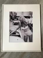 Brigitte Bardot foto in passe partout en witte lijst met g, Minder dan 50 cm, Gebruikt, Ophalen of Verzenden, Foto of Poster