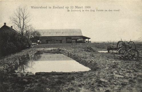 2e boerderij in den Eng. Polder na den vloed - 1906 - ongelo, Verzamelen, Ansichtkaarten | Nederland, Ongelopen, Overijssel, Voor 1920