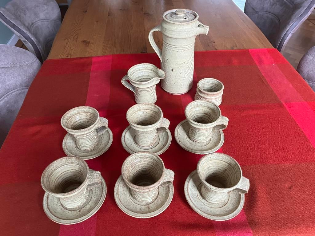 Koffieservies, vintage, handgemaakt., Ophalen of Verzenden