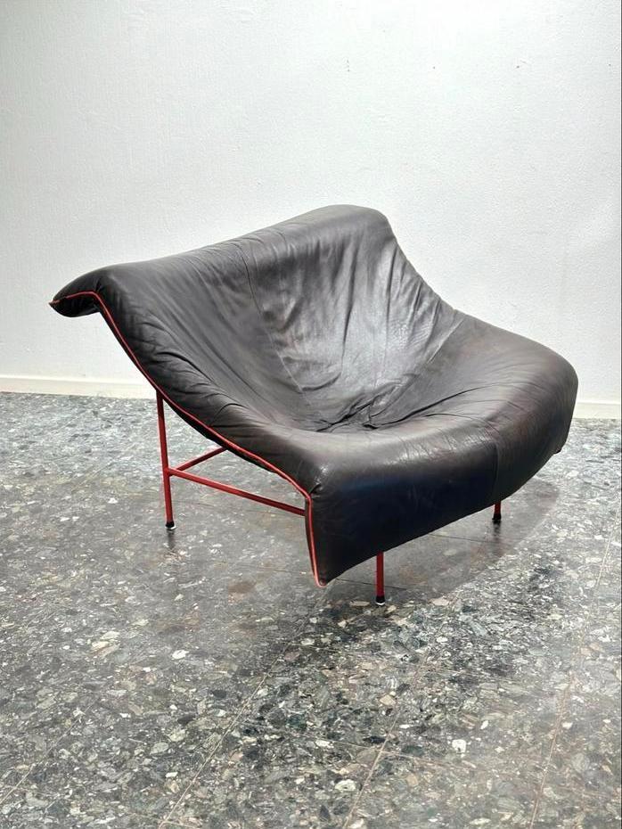 1980 Vintage Butterfly Fauteuil – Gerard van den Berg, Huis en Inrichting, Fauteuils, Zo goed als nieuw, Leer, Ophalen of Verzenden