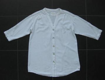 Cotton Club witte blouse, driekwart mouw beach linnen M