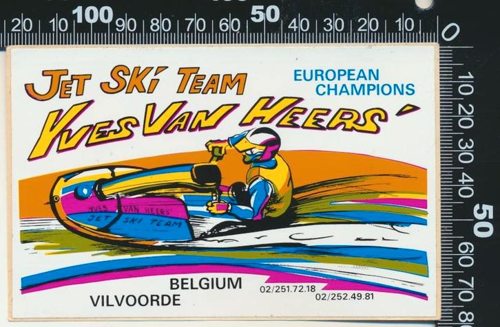Sticker: Jet Ski Team Yves van Heers - Vilvoorde, Verzamelen, Stickers, Zo goed als nieuw, Sport, Ophalen of Verzenden