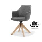 Armstoel Calvin draaivoet Eiken poot stof soft antraciet | W, Huis en Inrichting, Modern design, Overige kleuren, Metaal, Nieuw