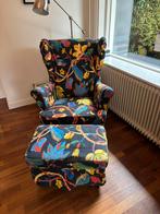 Ikea Strandmon fauteuil met voetenbankje, Huis en Inrichting, Fauteuils, Ophalen, Zo goed als nieuw, 75 tot 100 cm, 50 tot 75 cm