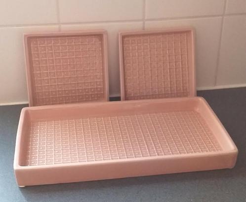 Dienblaadjes/serveerschaaltjes Mica oudroze, Huis en Inrichting, Keuken | Keukenbenodigdheden, Zo goed als nieuw, Ophalen of Verzenden
