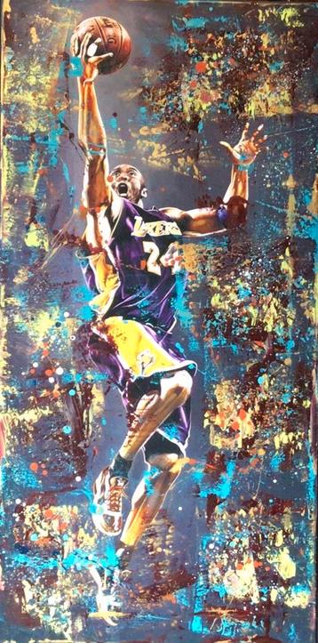 Kobe Bryant- Mixed Media- Katoenen canvasdoek-120x60cm beschikbaar voor biedingen