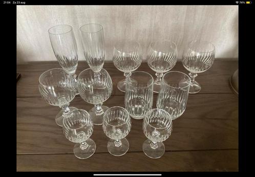 12 antieke kristallen glazen (KWF), Antiek en Kunst, Antiek | Glas en Kristal, Ophalen of Verzenden