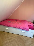 90x200 bed, Ophalen, 90 cm, Eenpersoons, Wit