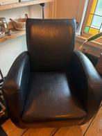 Zwarte Leren Fauteuil, Huis en Inrichting, Fauteuils, Ophalen, Gebruikt, Leer, 75 tot 100 cm