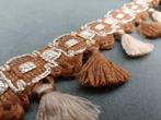 Vintage fournituren sierband flosjes bruin wit 6 cm (KV6), Ophalen of Verzenden, Nieuw, Lint, Band of Elastiek