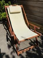 Tuinstoel - 2 inklapbare houten tuinstoelen met hangmat, Tuin en Terras, Ophalen, Gebruikt, Hout, Inklapbaar