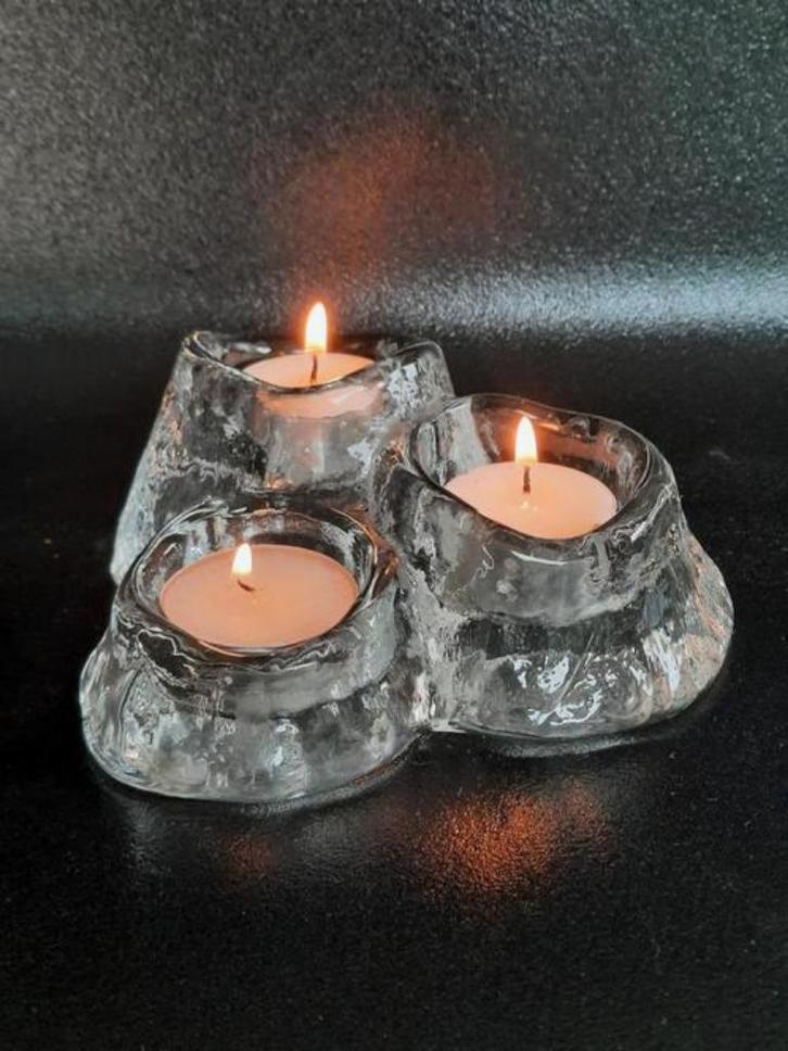 Unieke glazen 'vulkaan' waxinelichthouder jaren '60 - '70, Huis en Inrichting, Woonaccessoires | Kandelaars en Kaarsen, Zo goed als nieuw