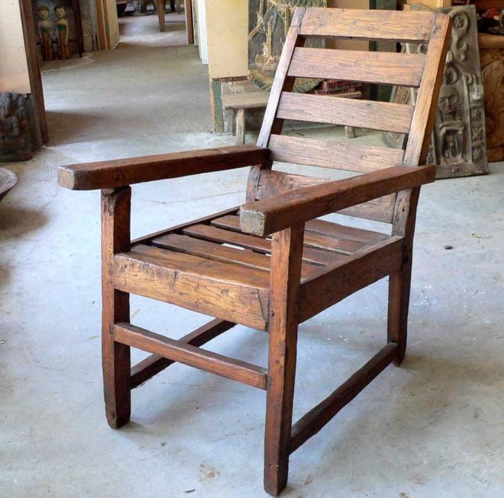 antieke planter stoel Java Indie NOI Indonesie ST1 teak hout, Antiek en Kunst, Antiek | Meubels | Stoelen en Banken, Ophalen of Verzenden