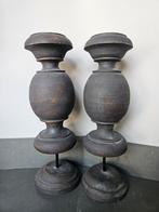 Twee grote houten balusters, Huis en Inrichting, Woonaccessoires | Kandelaars en Kaarsen, Ophalen of Verzenden, Zo goed als nieuw