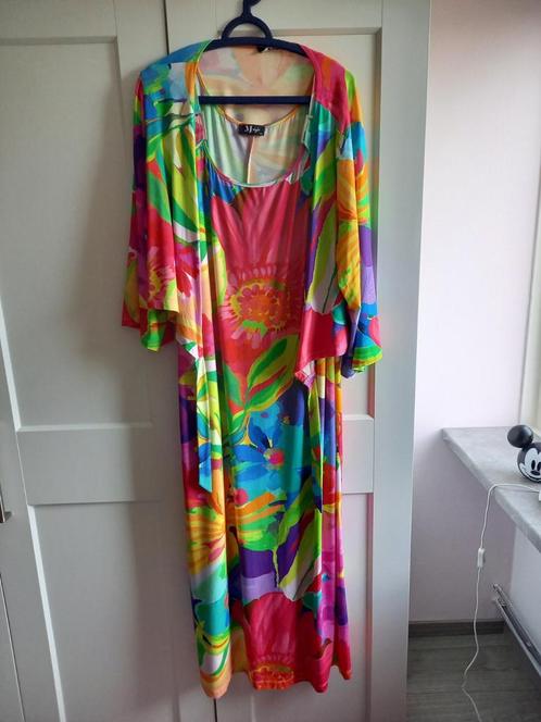 Prachtige kleurrijke zomerjurk + bolero MJ style, oto 64 cm, Kleding | Dames, Grote Maten, Zo goed als nieuw, Jurk, Ophalen of Verzenden