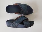 <>  Fitflop maat Eu 37 / Uk 4 / Lulu blauwe glitter slippers, Slippers, Zo goed als nieuw, Fitflop, Verzenden