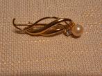 Vintage Art Deco Broche met Parel en Strass, Met strass, Gebruikt, Minder dan 4 cm, Ophalen of Verzenden