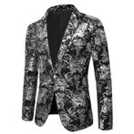 Barok zilveren zwarte heren blazer colbert paisley bloemen, Kleding | Heren, Verzenden, Nieuw