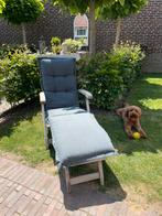 Teakhouten ligstoel incl. kussen, Tuin en Terras, Ligbedden, Ophalen, Zo goed als nieuw, Teakhout