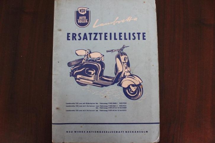 NSU Lambretta Auto Roller 1955 ersatzteile liste scooter, Motoren, Handleidingen en Instructieboekjes, Overige merken, Ophalen of Verzenden
