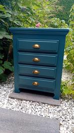 Zeer nette massieve eikenhouten ladekast vintage blauw!, Ophalen, Eikenhout, 50 tot 100 cm, Zo goed als nieuw
