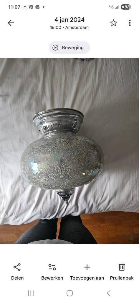 Nieuwe Turkse zilveren bol lamp - Amsterdam oosterse lamp, Huis en Inrichting, Lampen | Hanglampen, Nieuw, Minder dan 50 cm, Glas