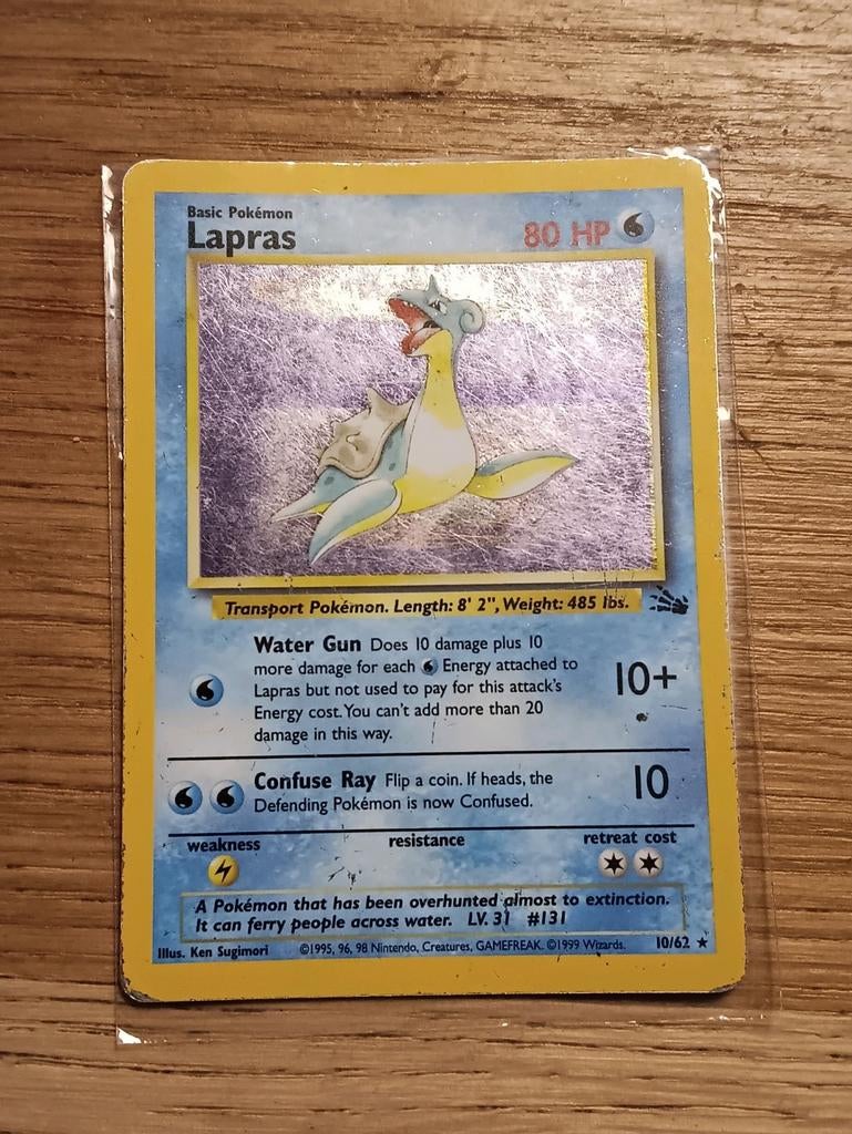 Lapras 10/62 - Zeldzame Pokémonkaart, Ophalen of Verzenden, Gebruikt, Losse kaart