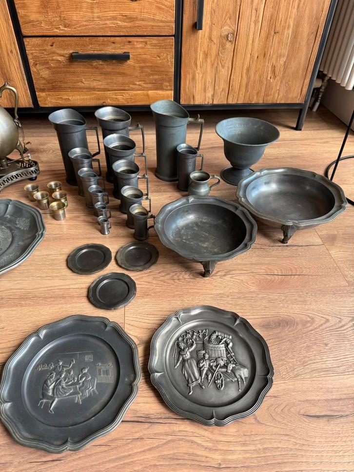 Antiek Tinnen Servies Set, Antiek en Kunst, Antiek | Tin, Ophalen of Verzenden