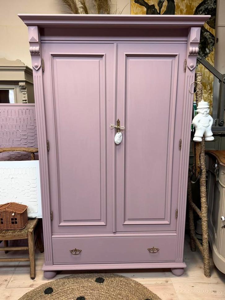 Antieke linnenkast kledingkast meidenkast babykamer roze, Huis en Inrichting, Kasten | Ladekasten, Zo goed als nieuw, 150 tot 200 cm