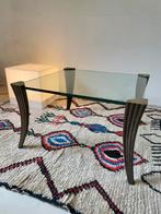 Vintage Glass & Brass Coffee Table Peter Ghyczy, Ophalen of Verzenden